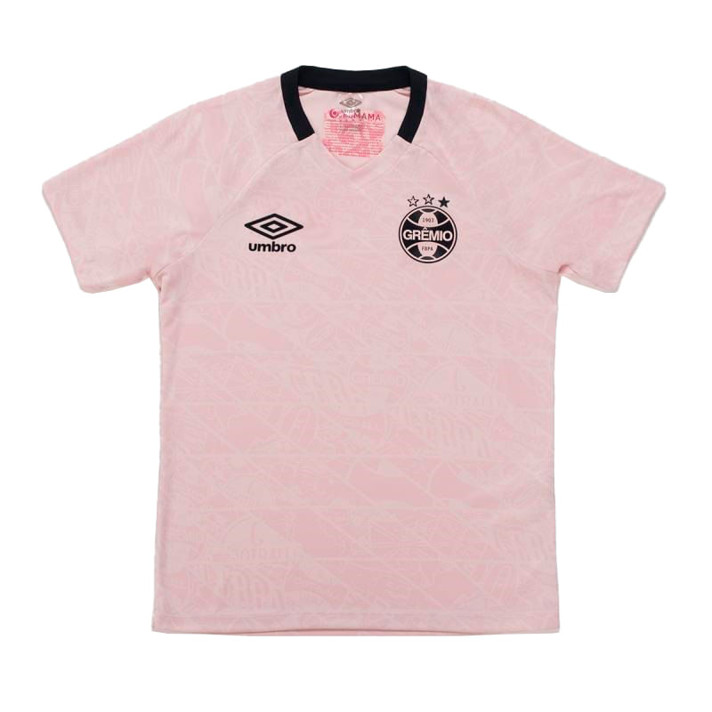 Camisa masculina Grêmio Outubro Rosa 2025 cor rosa claro, poliéster, vista frontal